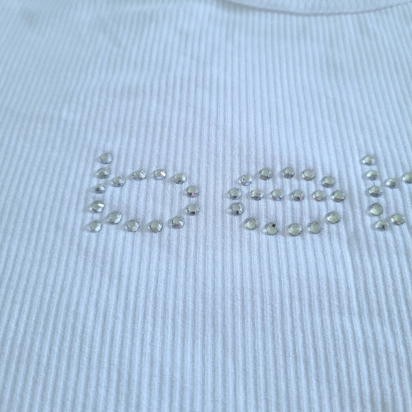 bebe White Ribbed Top with Clear Rhinestones💎 - NWT - Picture 12 of 15